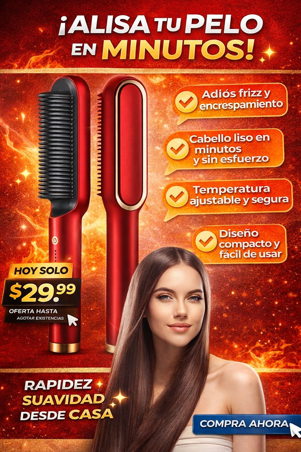 Cepillo Alisador Plancha Multifuncional